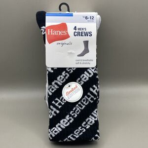 New! Hanes Mens Originals 4 Pack Crew Socks Limited Edition Shoe Sz 6-12